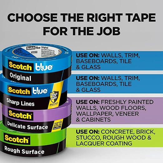 ScotchBlue Original Multi-Surface Painters Tape - 1" x 60 Yds, Blue, 3 Rolls (Pack of 8)