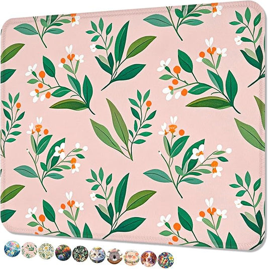 Mouse Pad, Cute Mouse Mat, 10" x 8", Pink Cute Flower | Square Waterproof Gaming Computer Mat, Textured Top, Stitched Edges, Non-Slip Rubber Base for Office Home Laptop Keyboard