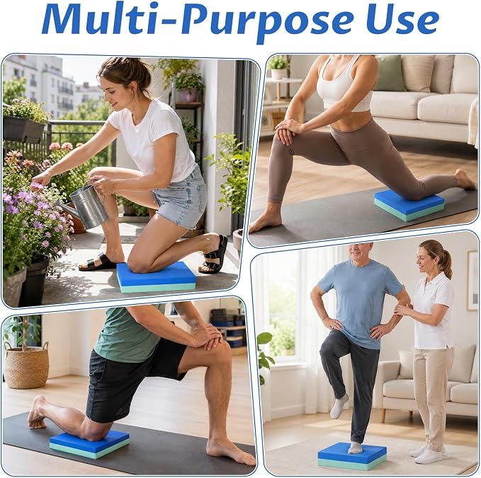 Exercise Balance Pad, 15.7"x13" Non-Slip High-Density Foam Pad for Physical Therapy, Stability Training, Knee Cushion, Standing Desk Foot Rest, 2.4" Thick TPE Workout Mat for Seniors, Rehab and Home Fitness