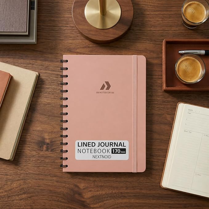 Lined Spiral Notebook Journal For Women & Men - A5(5.8" x 8.3") 170 Pages, Hardcover Notebooks for Work & Note Taking, College Ruled Journals for Writing - Pink