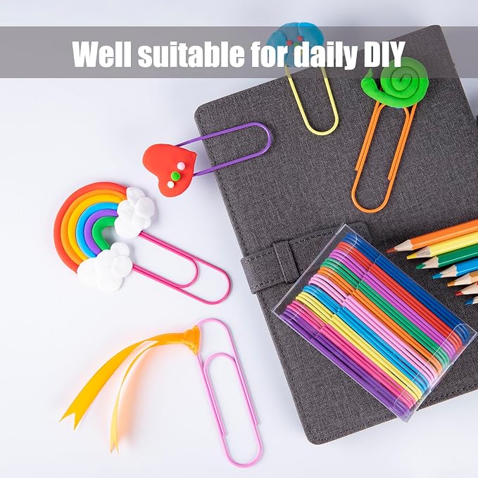 Jumbo Paper Clips, 40 Pcs 4 Inches Large Paper Clip Holder - Vinyl Coated Multicolored Extra Large mega Paperclips for Office School Document organizing