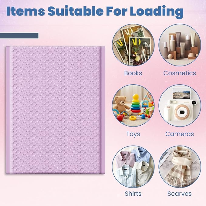Fuxury Bubble Mailers Bulk 10x13 Inch Lavender 250 Pack | Opaque Padded Envelopes for Clothing, Books, Makeup & Accessories, Self Seal Shipping Bags for Small Business