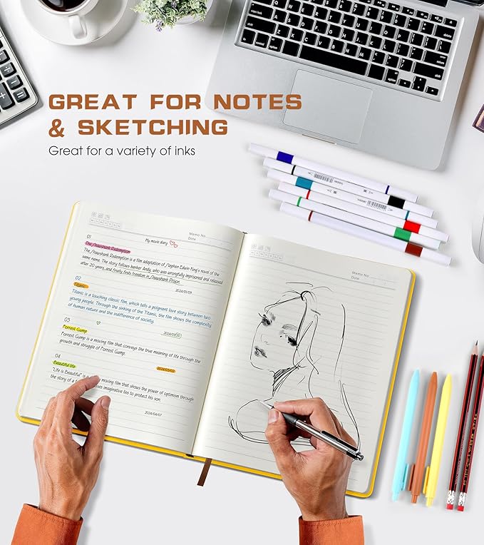Lined Journal Notebook for Women Men,256 Pages A4 Large Hardcover Leather Journals for Writing,Travel,Business,Work,School,College Ruled Notebooks for Note Taking, Diary Notepad 8.6"×11"
