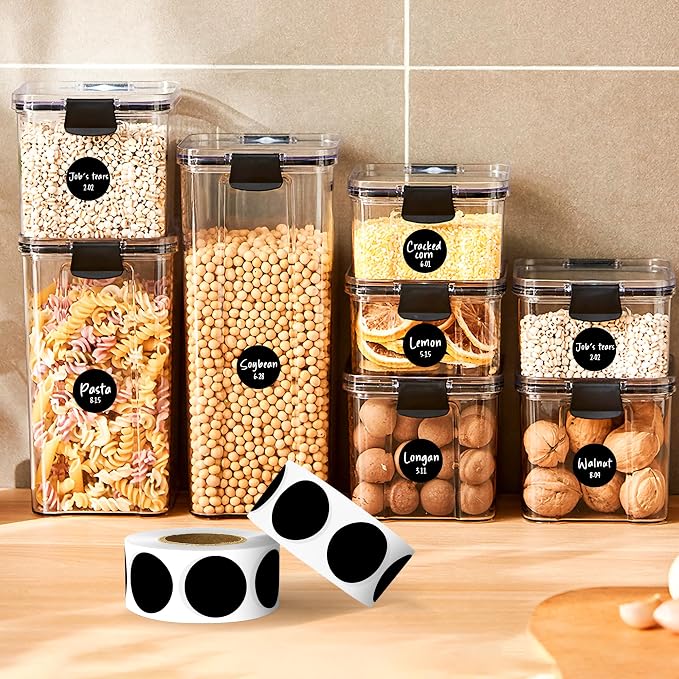 PARLAIM 3/4 Inch Color Coding Label Stickers,500PCS Circle Inventory Sticky Dots Sticker in Dispenser Box,Black Adhesive Round Dot Labels for Office Home