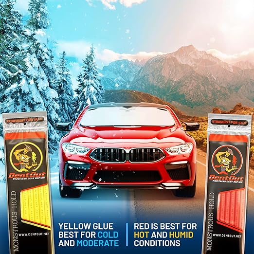 Monstrous Yellow and Red PDR Glue Sticks (10 Pack) - High Adhesion for Precision Paintless Dent Removal – Professional Paintless Dent Repair Glue Sticks