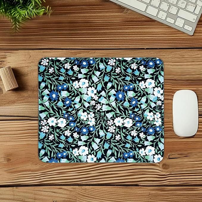 Mouse Pad for Desk with Stitched Edge, Premium Cute Washable Mouse Pads. Computer Mousepad with Non-Slip Rubber Base, Mousepads for Laptop, 9.25x7.75x0.12 inch (Midnight Vines)