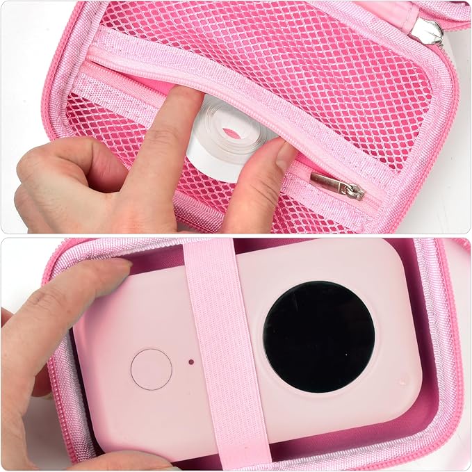 PAIYULE Hard Carrying Case for Phomemo D30 D35 Label Maker, Label Printer Case for Nelko P21, for NIIMBOT D110 D11, for Marklife P11 P12, for SUPVAN E10, Protective EVA Storage Bag with Mesh Pocket