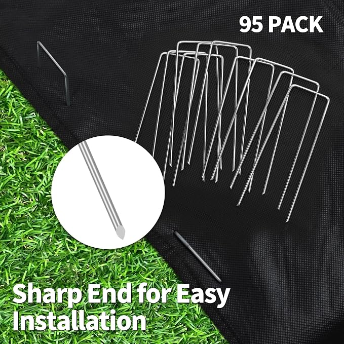 CEWOR 95 Pack Landscape Staples 4 Inch, Galvanized Garden Stakes