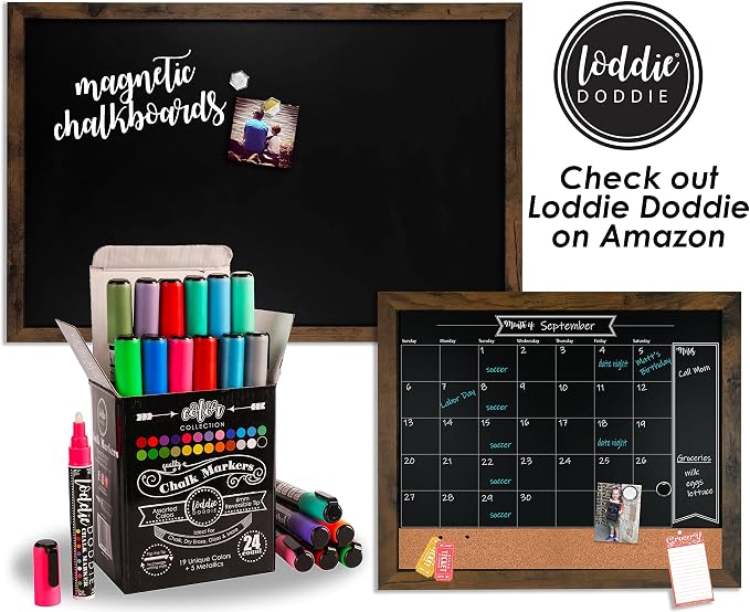 Loddie Doddie Chalk Markers, 1-15mm Tips, Windows & Glass, White, 5 Pack | 1-15mm Tips for Fine Detail & Bold Strokes, Works on Blackboard, Mirror & Whiteboard, White Chalk Pen, Wipes Clean with Water