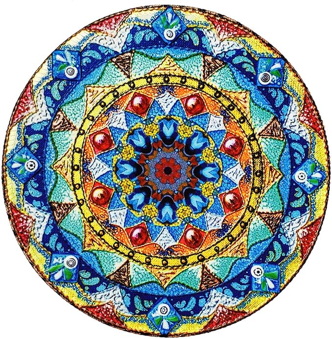 BOSOBO Mouse Pad, Round Mandala Mouse Mat, Small Mousepad with Designs, Non-slip Rubber Mouse Pad with Stitched Edge, Customized Mouse Pad for Women Girls Office Dorm Computer Laptop, 7.9 x 7.9 Inch