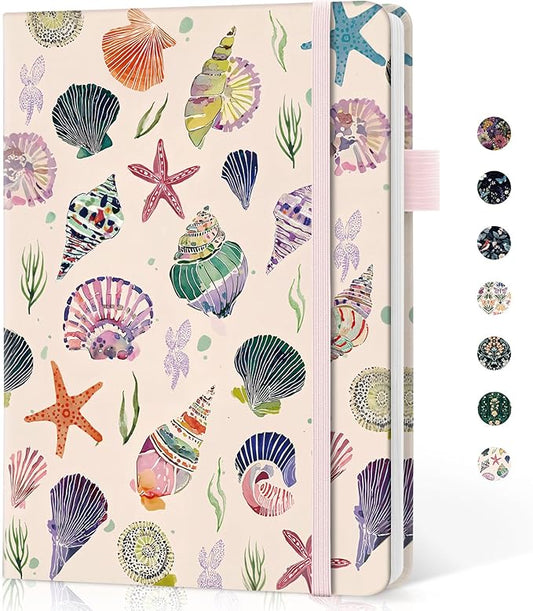Taja Lined Journal Notebook for Women & Men, Hardcover Leather Journal for writing, A5 College Ruled Notebook for Work & Note Taking, Perfect for Office School Home Supplies, 160 Pages, Sea Shell