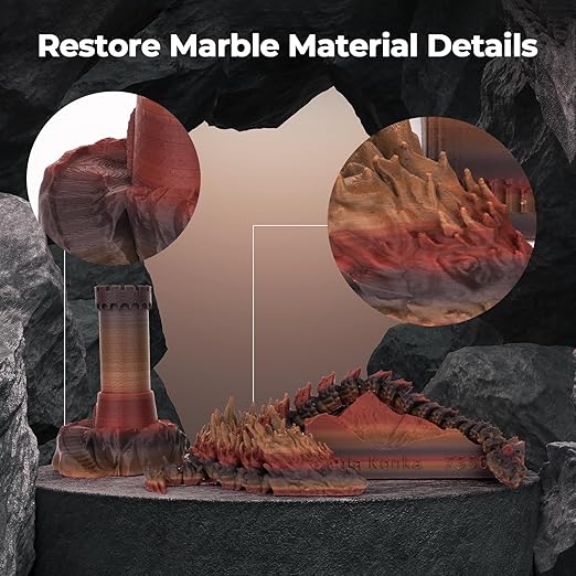 AMOLEN Marble PLA Filament 1.75mm Bundle, Rainbow Rock PLA 3D Printer Filament, 3D Printing Filament Dimensional Accuracy +/- 0.02 mm, 200gX 4 Spools Fit Most FDM Printer