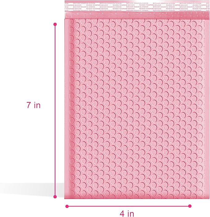 Light Pink Small Bubble Mailers 4x8 Inch #000 | Thick Padded Poly Bubble Mailer Envelopes | Trading card sports Card Bubble Envelopes | Mailing Envelopes | Water & Tear Resistant | 500 Pack Bulk