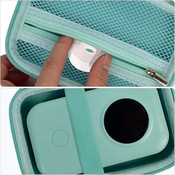 PAIYULE Hard Carrying Case for Phomemo D30 D35 Label Maker, Label Printer Case for Nelko P21, for NIIMBOT D110 D11, for Marklife P11 P12, for SUPVAN E10, Protective EVA Storage Bag with Mesh Pocket