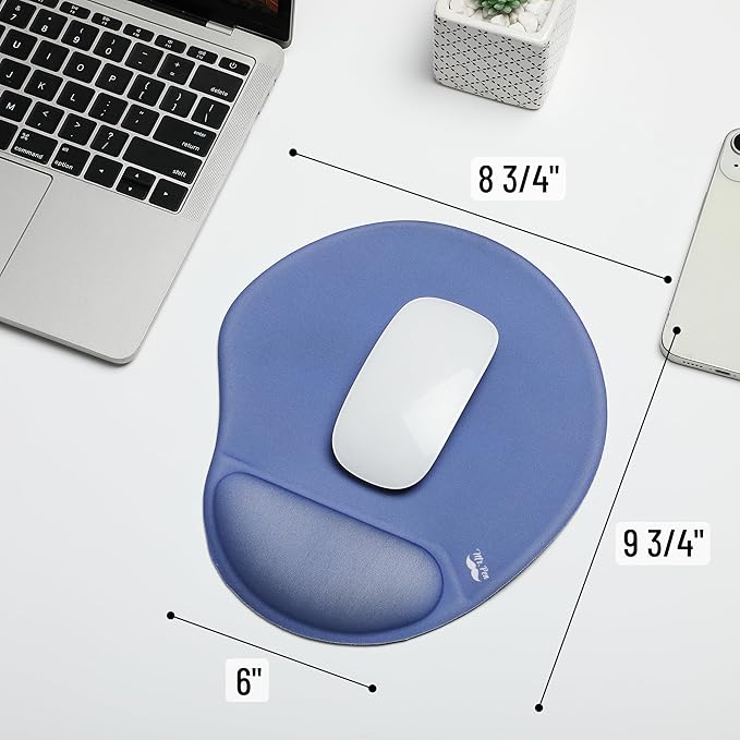 Mr. Pen- Ergonomic Mouse Pad with Wrist Rest, Dusky Blue-Purple Breathable Fabric with Memory Foam Cushion, Non-Slip Rubber Base, Gel Mouse Pad with Wrist Support