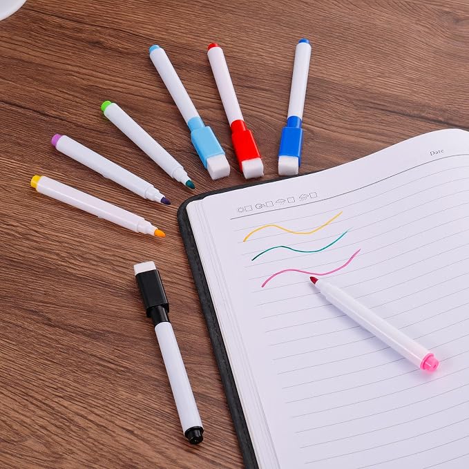 PATIKIL Dry Erase Marker Pens Green Ink Point with Eraser Cap 30Pcs | Marker Pens with Eraser Cap for Office Home Classroom, White Pen Rod