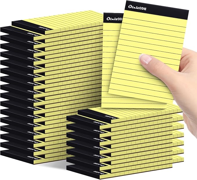 Oleitodh 48 Pack 3 x 5 Inch Notepads Yellow Memo Pads Writing Pads | Perforated Lined Pages with 30 Sheets Each, Small Note Pads for Office, School and Home; Pocket Memo Pads for Lists and Notes