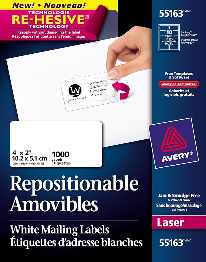 AVE55163 - Avery Repositionable Mailing Label