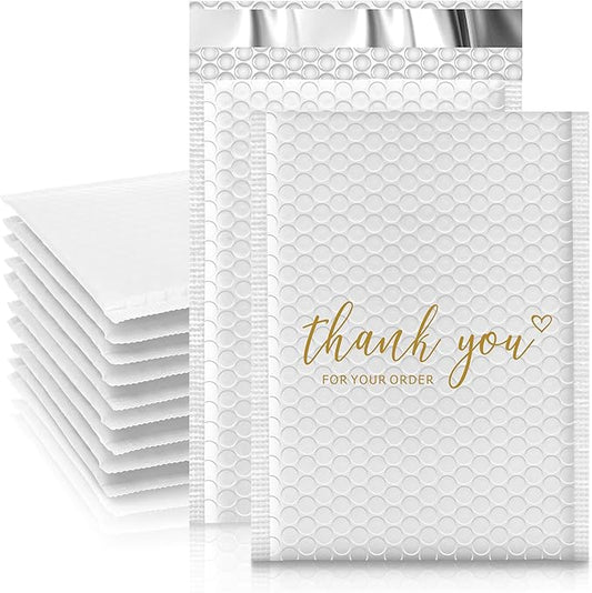 JinRuiKJ Thank You Bubble Mailers 6x10" 25 Pack, Padded Envelopes, Strong Adhesion Padded Mailers, Cushioning Padded Shipping Envelopes for Jewelry, Makeup - White