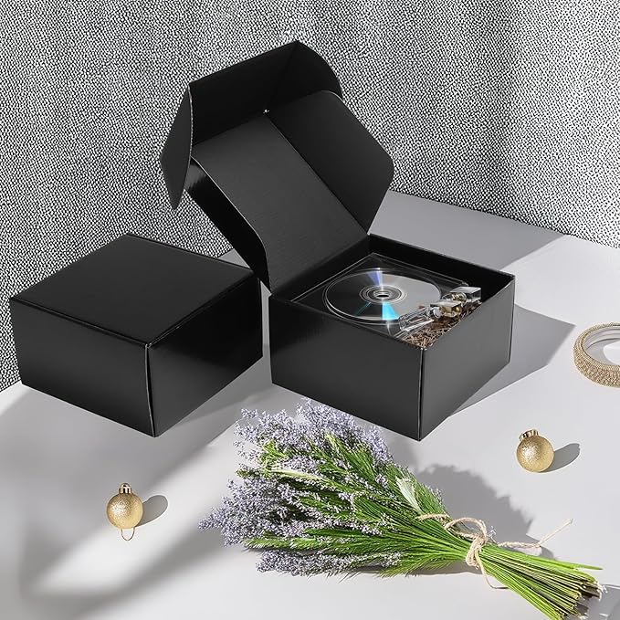 Rempry 7x7x4 Inches Black Shipping Boxes Pack of 30, Cardboard Corrugated Mailer Boxes for Packaging Small Business, Small Gift Boxes for Mailing Present