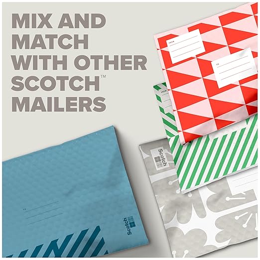 Scotch Poly Bubble Mailers, Assorted Taupe Designs, Size 5 Large, 10.5 in x 15 in, 12 Mailers