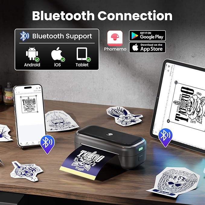 Phomemo TP31 Mini Tattoo Stencil Printer,Bluetooth Tattoo Printer with 30pcs Transfer Paper,Tattoo Machines Printers for Tattoo Beginners & Artists Temporary Tattoo Maker