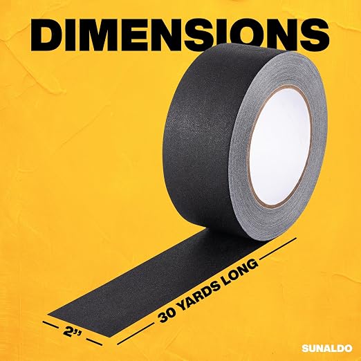 Gaffers Tape (2" x30 Yards) Heavy Duty, No Residue (6 Pack Black) | Professional Grade Floor Tape for Electrical Cords, Matte Finish Non Reflective, Weather Resistant