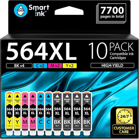 Smart Ink Compatible Ink Cartridge Replacement for HP 564 XL 564XL High Yield 10 Combo Pack (4 Black & 2 C/M/Y) for DeskJet 3520 3522 Photosmart 7520 6520 5520 7525 5514 7510 OfficeJet 4620 Printers