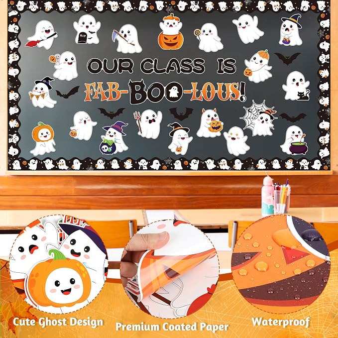Halloween Bulletin Board Decorations, Ghost Classroom Decorations, Halloween Themed Bulletin Boards Decor for Classroom Elementary Middle High School