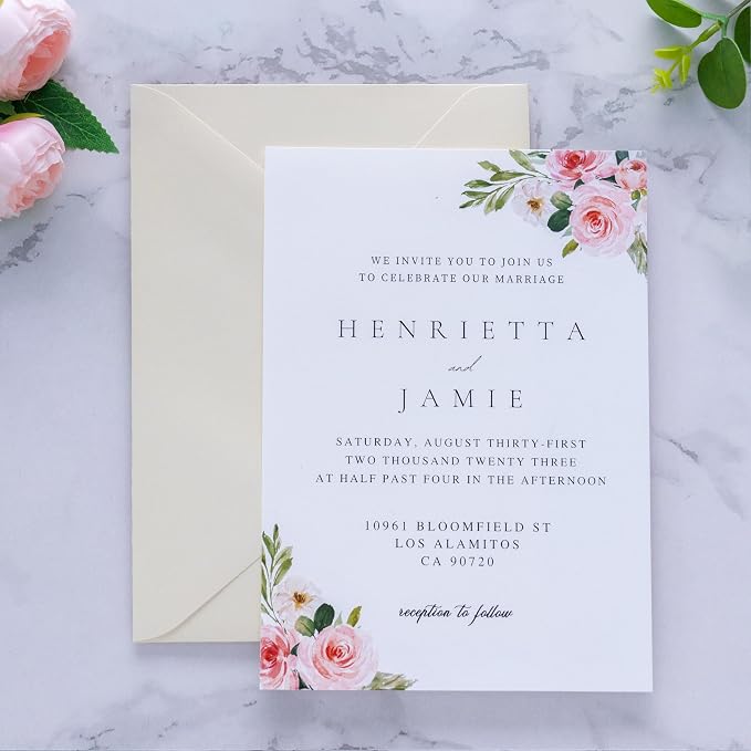 PONATIA 50 PCS/Pack A7 Envelopes, Euro Flap 5x7 Envelopes for Wedding Invitations, Greeting Cards, Acrylic Invitations, Photos, Postcards, Christmas Mailing 5.25 x 7.25 inches (Cream)
