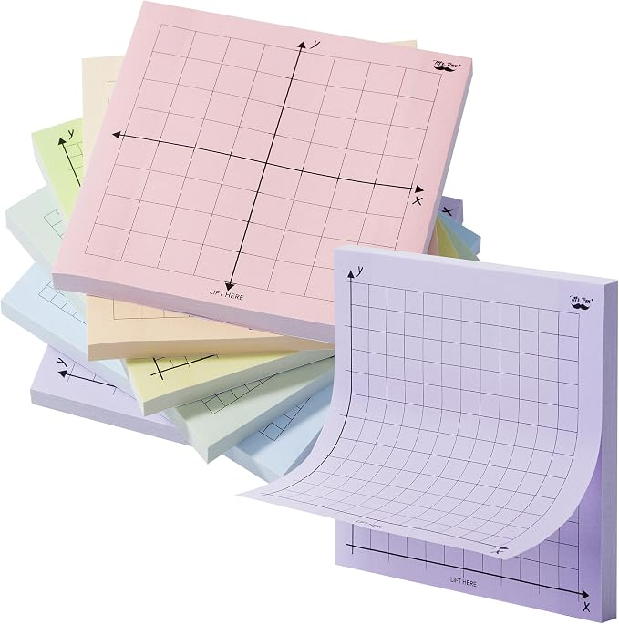 Mr. Pen- Graph Paper Sticky Notes, 6 Pads, 3x3 Inch, Pastel Colors | Graph Sticky Notes, Math Graph Paper, Graphing Sticky Notes, Grid Sticky Notes, Grid Notepad, Mini Graph Paper