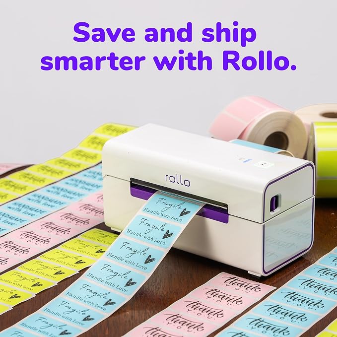 Rollo Direct Thermal 2x1 Sticker Labels - Roll of 1,000 Labels (Blue) | Multi-Purpose Thermal Labels for Shipping, Inventory, Tags, Organization, Strong Adhesive, Colored Stickers