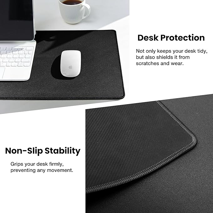 ALOANES Large Gaming Mouse Pad with Non-Slip Rubber Base,Stitched Edge,Desk mat for Laptop,Computer & PC, Wristing Pad for Gamer,Office & Home,Classic Black XL 27.6"x 11.8"x 0.12"