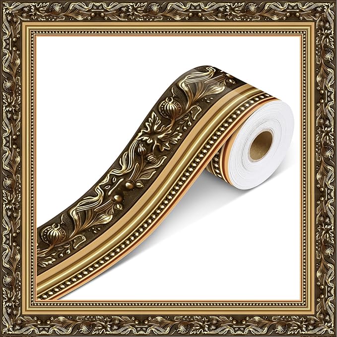 Outus 68ft Frame Bulletin Board Border Die-Cut Rolled Trim,Exquisite | Straight Picture Frame Border, Vintage Style Classroom Chalkboard Decor, Trimmable School Office Party Displays