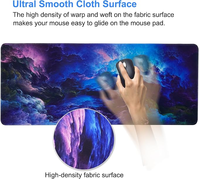 Professional Large Mouse Pad,31.5 x 11.8 in Extended Gaming Mouse Pad,Smooth Lycra Fabric,Non-Slip Rubber Base,Precision Stitched Edges, for Work,Gaming,Writting & Home-80x30 Cloudcmh