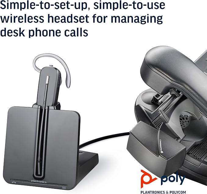 Plantronics - CS540 Wireless DECT Headset (Poly) - Single Ear (Mono) Convertible (3 Wearing Styles) - Connects to Desk Phone - Noise Canceling Microphone | Three wearing styles, Desk-phone connection, Noise-canceling microphone