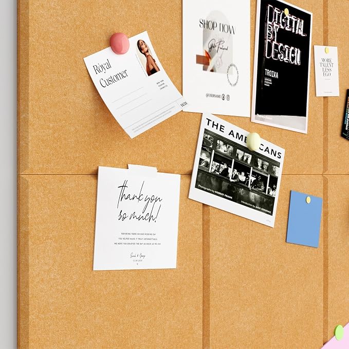 Felt Bulletin Board Tiles, Cork Board Alternative, 48 x 36 in | 0.35 in modular felt wall tiles for notes, photos, schedules, reminders in offices, classrooms, home & office workspace