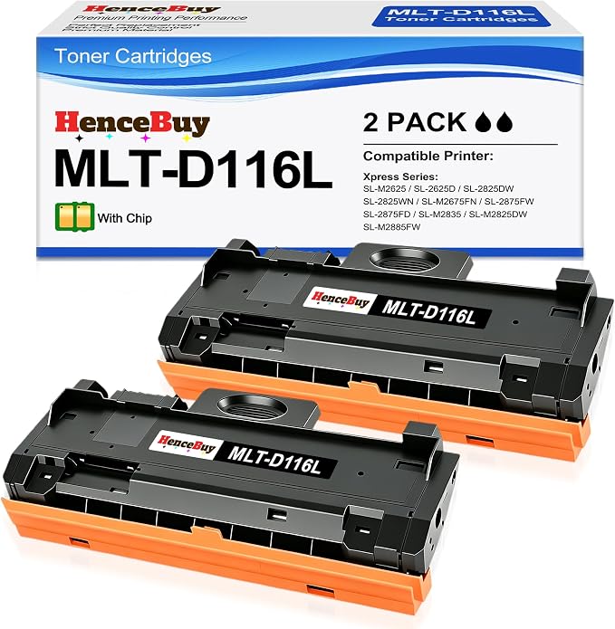 Compatible MLT-D116L High Yield Black Toner Cartridge 2Pack | for Samsung MLT-D116L D116L MLT-D116S with Samsung Xpress SL-2625D SL-M2825DW SL-M2675FN SL-2875FW SL-M2835 SL-M2885FW