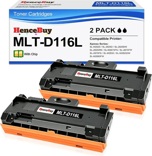 Compatible MLT-D116L High Yield Black Toner Cartridge 2Pack | for Samsung MLT-D116L D116L MLT-D116S with Samsung Xpress SL-2625D SL-M2825DW SL-M2675FN SL-2875FW SL-M2835 SL-M2885FW