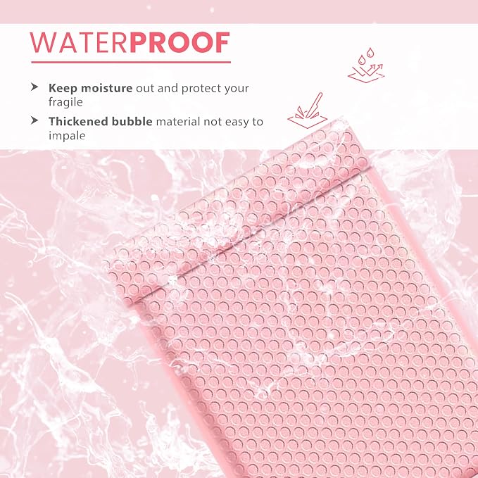 Light Pink Bubble Mailers 9.5x14.5, Poly Padded Envelopes #4, 100 Pack | Fits Books & Magazines, Self-Seal Closure, Cushioned Protection, Water-Resistant Poly, Bulk Pack