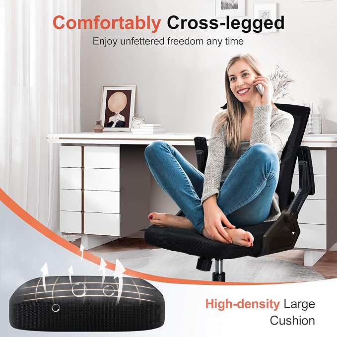 GTPLAYER Ergonomic Office Chair with Flip-up Armrests Executive Computer Chair for Home Office, Breathable Mesh & Comfy Lumbar Support, Pack of 2, Space Black