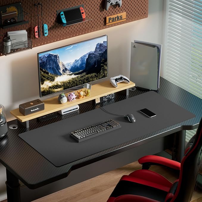 Aothia Leather Desk Pad Protector, Office Desk Mat, Large Mouse Pad, Laptop Desk Pad, Non-Slip PU Leather Desk Blotter, Waterproof Desk Writing Pad for Office and Home (Gray, 55" x 24")