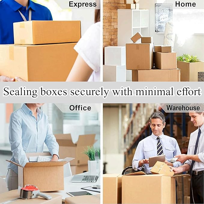 12-Pack Brown Packing Tape with Dispenser, 2.4 Mil 1.88 Inch x 60 Yards,Total 720yds,12 Refills Rolls Packaging Tape for Moving, Shipping and Storage