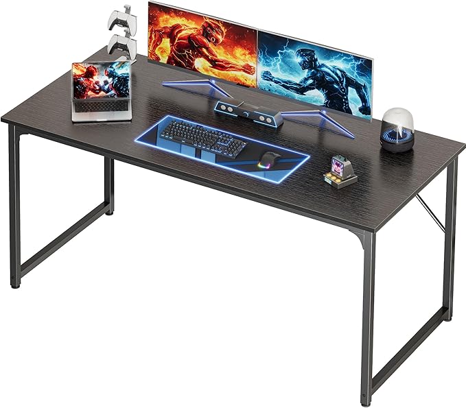 55 X 24 Inch Computer Desk with Deeper Desktop, Gaming Office Writing Work Desk for Home Office, Study, Bedroom, Work from Home, Metal Frame, Black