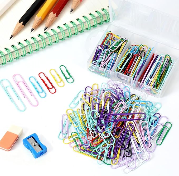 Paper Clips, 110Pcs Colored Paper Clip Assorted Sizes (2 inch & 1.3 inch,1.1 inch), Largr PaperClips, Small Medium Paper Clips for Office Supplies Document Organizing, Colorful and Heavy Duty