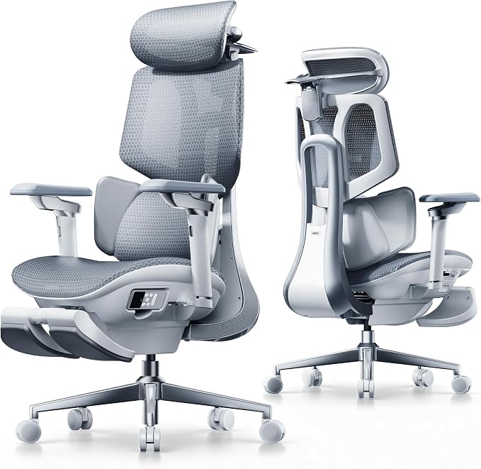 Hbada X7 Smart Ergonomic Chair, Office Chair, with Fully Automated Lumbar Tracking, 4D Adjustable Headrest, 720° Adjustable Armrests, Swivel, Grey
