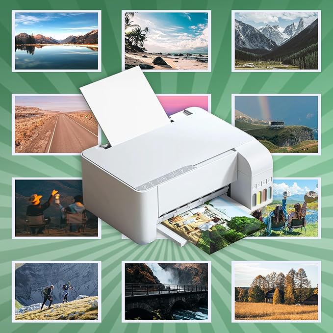 Lokunn 110 Sheets Photo Paper Glossy, Photo Paper 3.5 * 5, 4x6, 5x7, 8.5x11 inch, Suitable for Dye Inkjet Printers. Convenient for Home Use. Can Print Photos, Advertising Covers, Recipe Cards