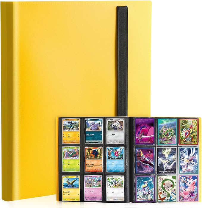 Card Binder, 9 Pocket Trading Card Album Folder,20 Pages, 360 Card Capacity Sports Card Binder, Premium Card Binders Compatible with MTG, TCG, Baseball Cards (Yellow)