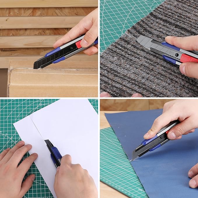 WORKPRO 18mm Retractable Utility Knife, Heavy Duty Snap-off Box Cutter with 10-Piece SK5 Blades for Cartons, Cardboard and Boxes, Perfect for Office and Home Use