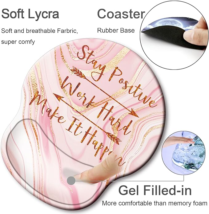 Ergonomic Mouse Pad with Wrist Support Rest,Large Mousepad Gel Wrist Rest, with Coaster Non-Slip & Pain Relief for Computer, Desk, Home&Office-Positive 3